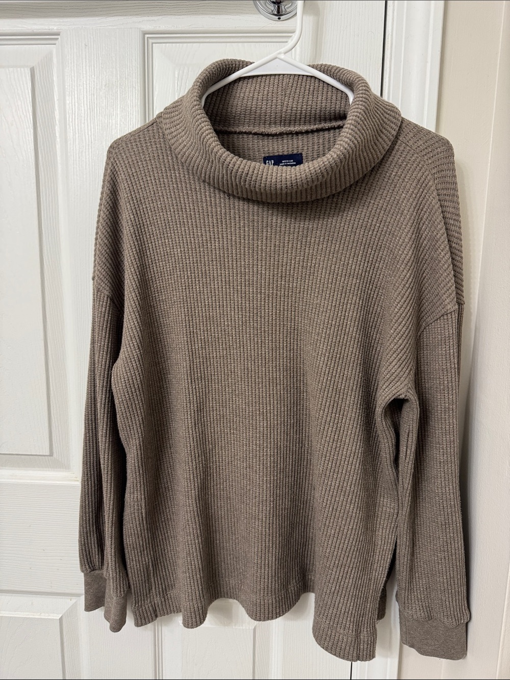 GAP Taupe Ribbed Cowl Neck Pullover